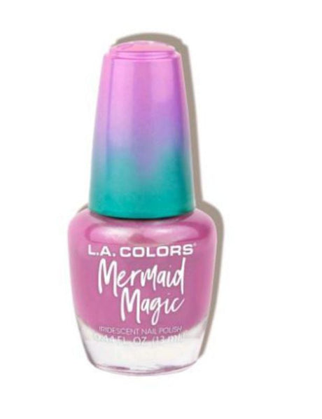 LA Colors Mermaid Magic Nail Polish in Pink Pearl features a pearly pink hue with iridescent shimmers for a glamorous manicure.