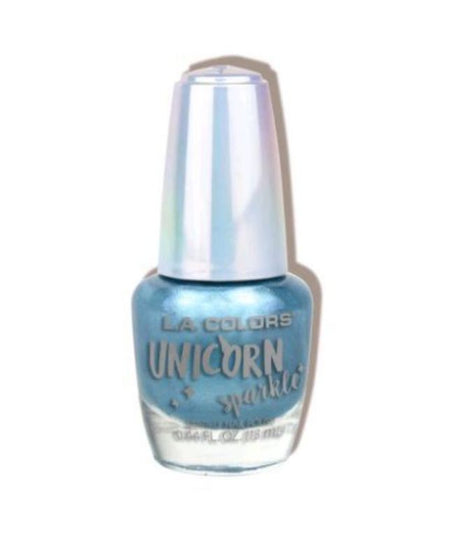 LA Colors Unicorn Sparkle Nail Polish in Flurry Shine, featuring shimmering colors and iridescent glitters for dazzling nails.