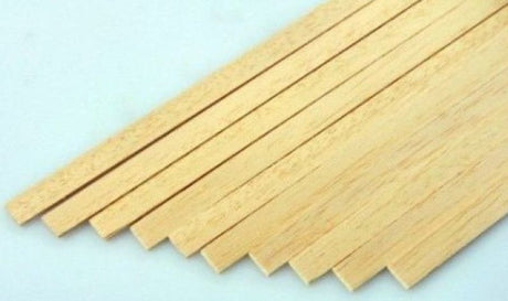 Premium Obechi wood strips measuring 1.8mm x 6mm x 550mm, ideal for model ship building and detailed crafting, package of 50.