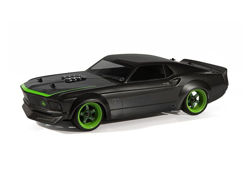 Clear polycarbonate body of '69 Mustang RTR-X, featuring detailed decals, light buckets, and fits 200mm/190mm chassis.
