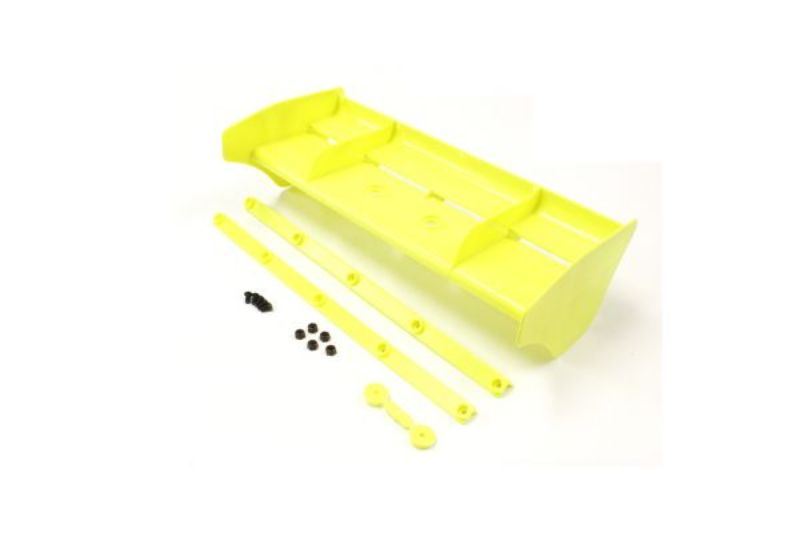 Fluro Yellow Kyosho MP9 Wing for enhanced aerodynamics and stability in RC racing, designed for Inferno MP9 model.