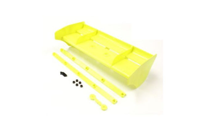 Fluro Yellow Kyosho MP9 Wing for enhanced aerodynamics and stability in RC racing, designed for Inferno MP9 model.