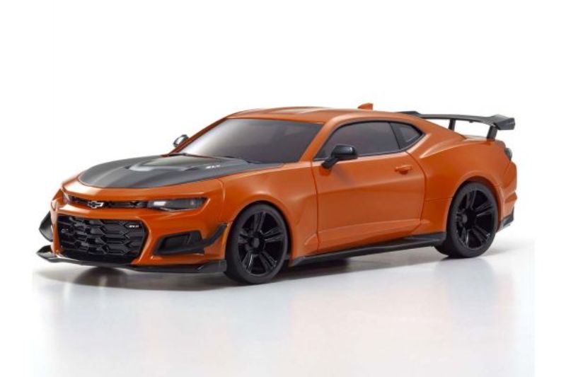 Vibrant Corvette Orange MR-03W body shell for Kyosho Mini-Z chassis, ideal for customization and racing performance.