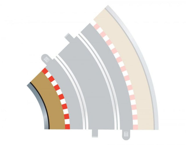 R2 Borders Inner 4 for Scalextric, pack of four 45° segments for smooth curves and enhanced racing experience.