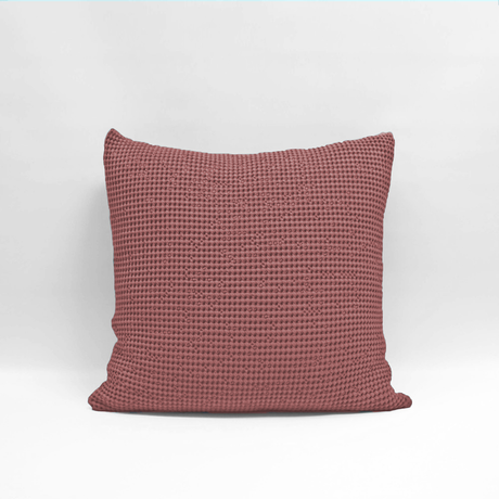 Rosewood Euro pillowcase by Baksana, featuring deep waffle texture, zip closure, and made from 100% OEKO-TEX® Certified cotton.