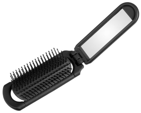 Mita Daily Grooming Travel Mirror Brush: a sleek, compact tool featuring a mirror and soft bristles for on-the-go grooming.