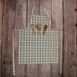 Cotton Kitchen Apron Maison Checks Green 70x85cm - Baksana