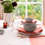 Salmon-colored 100% European linen tablecloth by Baksana, measuring 160 x 360cm, ideal for elegant table settings.