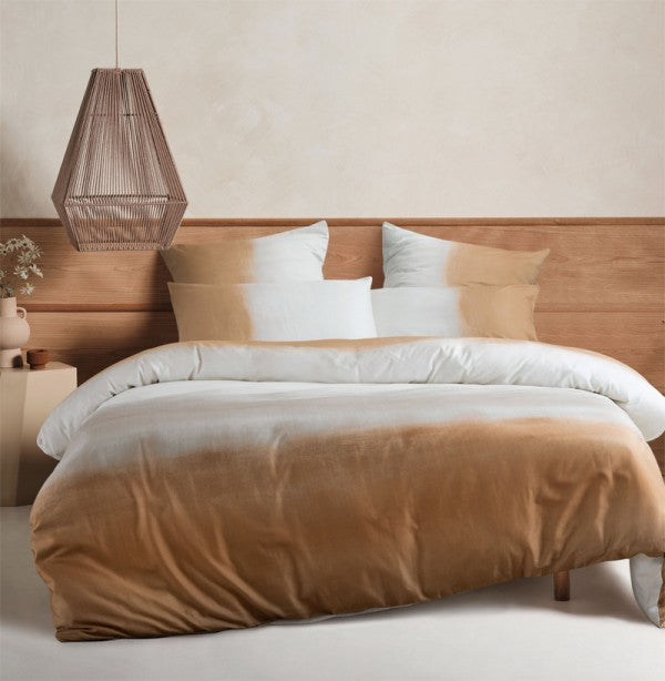 King Duvet Cover Set in sand with terracotta to creamy white gradient on premium cotton sateen for ultimate comfort.