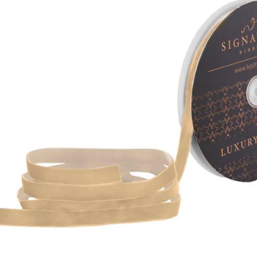 Ribbon Premium Plush Velvet Woven Edge Ivory 15mmx20m