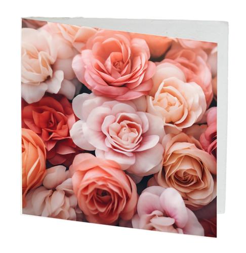 Gift Card Pink Roses Pack of 10 with Envelopes 12cmx12cm