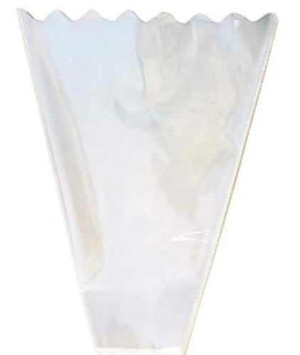 Clear Cello Sleeve with Scalloped Edge Pack of 50 28mic TD: 30cmx50cmH BD:15cm