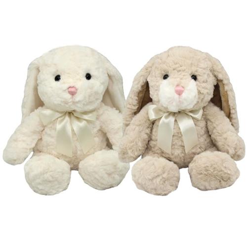 Soft Toy Hopper Bunny Assorted Bunny Light Brown and Cream with Ribbon 32cmH