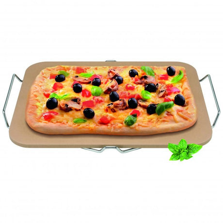 Avanti Rectangular Pizza Stone, 30x38cm, crafted from kiln-fired clay for even heat distribution and crisp pizza crusts.