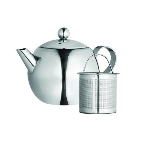 Elegant 500ml stainless steel teapot with removable infuser, perfect for steeping loose or bagged tea, gift-boxed for tea lovers.