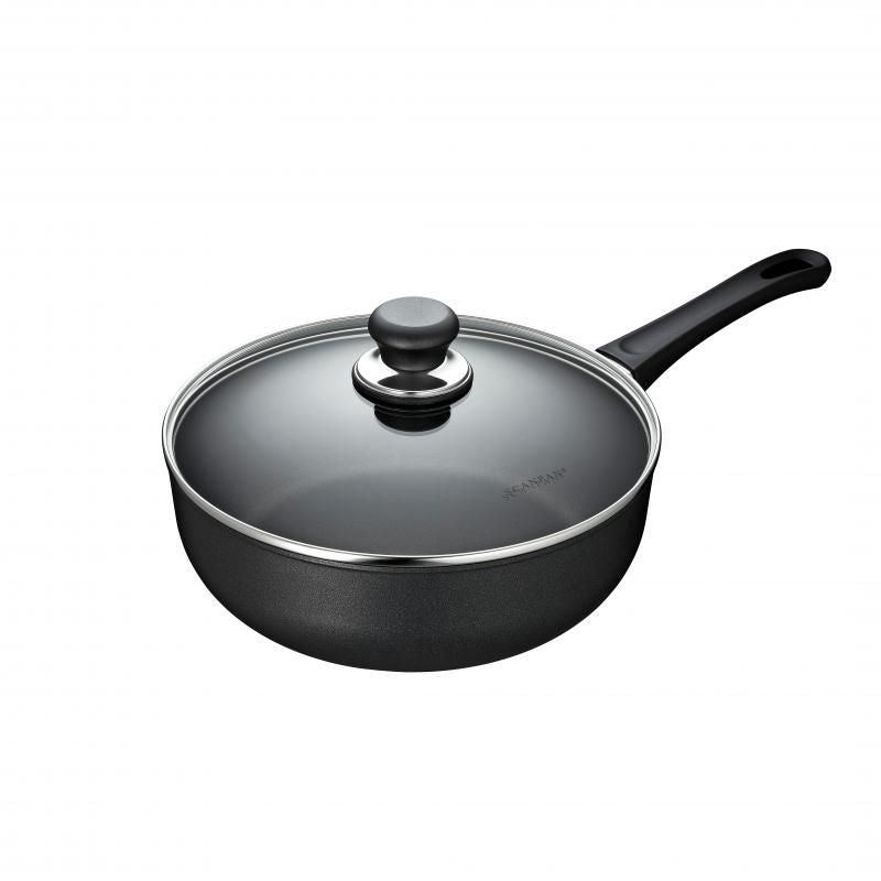 Scanpan Classic Deep Sauté Pan 26cm with PFOA-free non-stick coating, perfect for larger meals and versatile cooking methods.