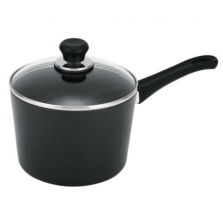 20cm Scanpan Classic Induction Saucepan with Stratanium non-stick coating, eco-friendly aluminum, and ergonomic handle.