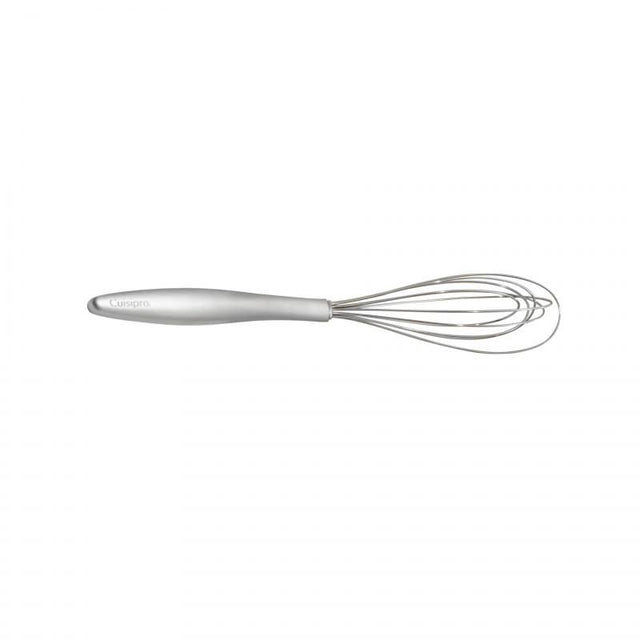 Cuisipro Piccolo 8-inch stainless steel whisk with ergonomic handle, ideal for whipping eggs, creams, and sauces.