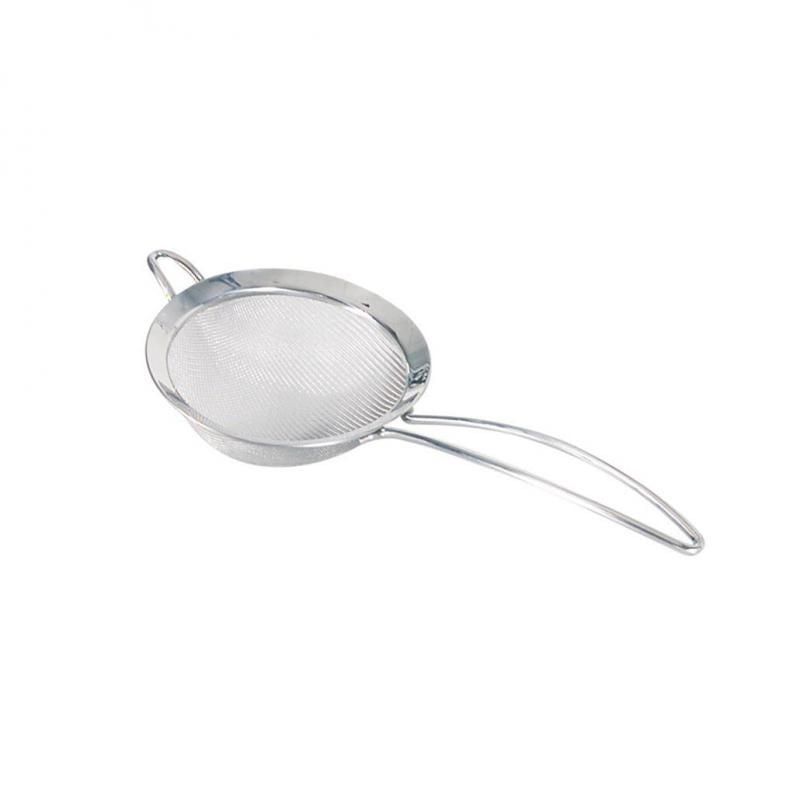 Cuisipro 31cm stainless steel mesh strainer with ergonomic handles, ideal for straining, sifting, and dusting ingredients.