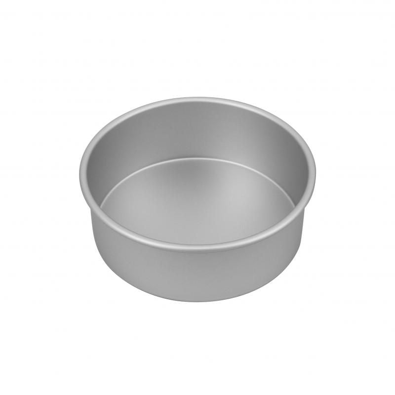 Bakemaster silver anodised round cake pan, 20x7.5cm, features non-stick surface and even heat distribution for flawless baking.