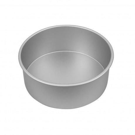 Silver anodised round deep pan, 25.5x10cm, made from lightweight anodised aluminium for excellent heat distribution and non-stick baking.