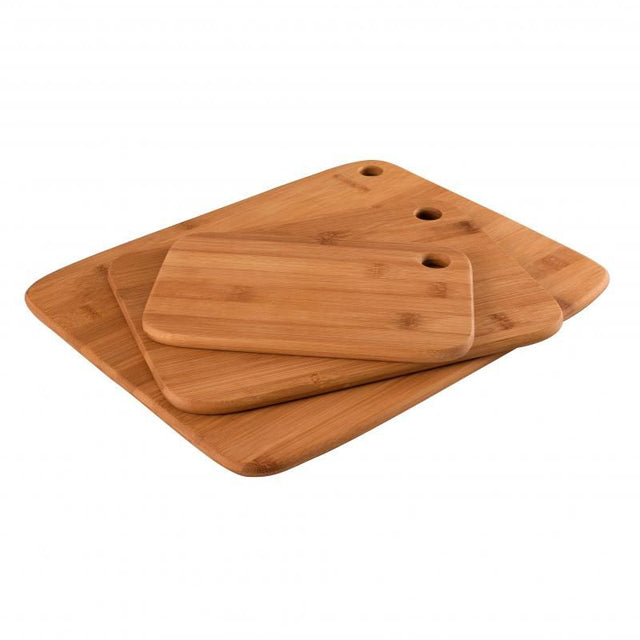 Peer Sorensen 3-Piece Bamboo Boards Set featuring small, medium, and large eco-friendly chopping boards for versatile kitchen use.