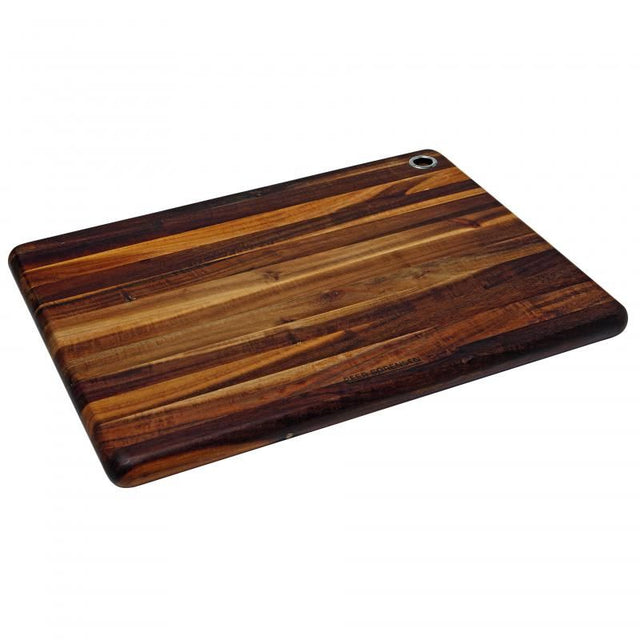 Peer Sorensen Long Grain Cutting Board, 42x32 cm, made of organic acacia; rustic design with hanging hole for easy storage.