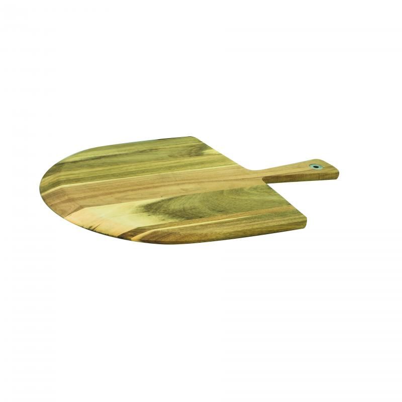 Natural acacia wood pizza paddle, 50x35cm, stylish, durable, and antibacterial, perfect for serving homemade pizzas.