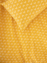 Double duvet cover set in vibrant mustard with hand-drawn pattern, 100% cotton, ideal for stylish bedroom decor.