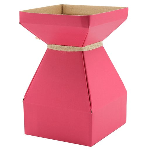 Vaz Small Transportable Cardboard Vase with Liner in Fushia. Pack of 10.