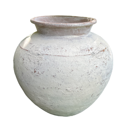 White washed pot with dimensions 50cm x 50cm x 55cm, perfect for indoor or outdoor plant display.