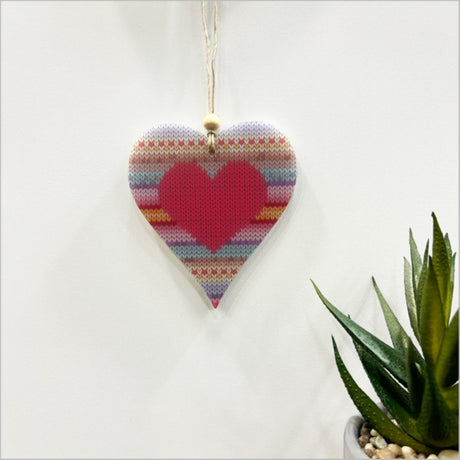 Vibrant red heart hanging ornament in satin acrylic, perfect for Christmas decor or heartfelt gifts. 95mm x 105mm in size.