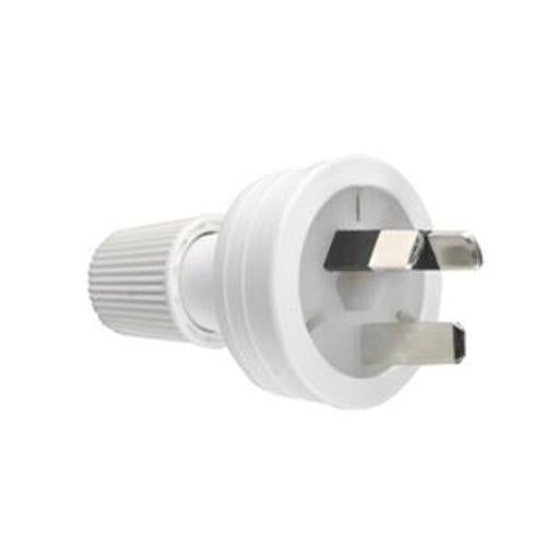 Plug Top 3-Pin Male With Cord Locking Nut White