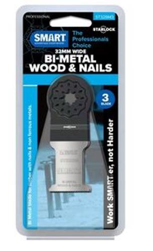 STARLOCK Professional Series Bi-Metal Blade 32mm Wood With Nails 3 Pack