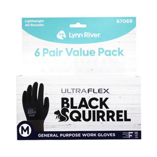 UltraFlex Black Squirrel Work Glove 6 Pack L