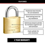 Fortress Keyed Padlock Solid Brass 30mm