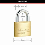 Fortress Keyed Padlock Solid Brass 40mm 2 Packet
