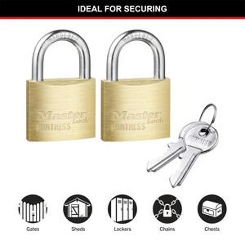 Fortress Keyed Padlock Solid Brass 40mm 2 Packet
