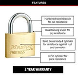 Fortress Keyed Padlock Solid Brass 50mm