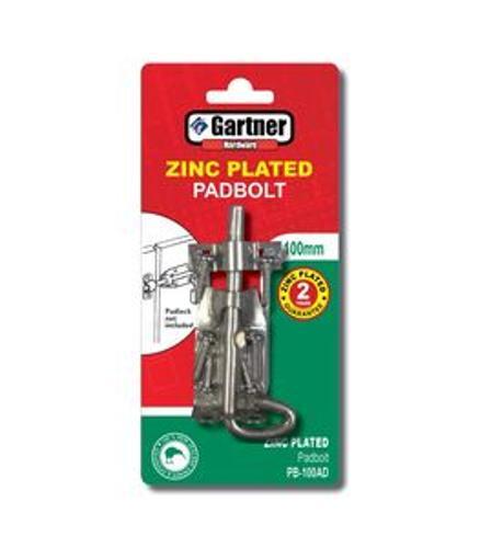 100mm Light Padbolt Bright Zinc Plated