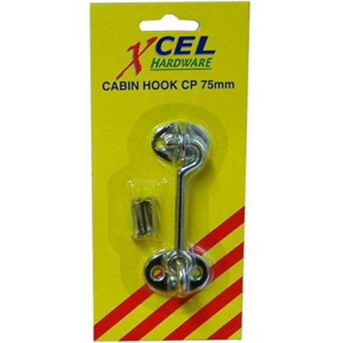 Cabin Hook 150mm Brass Chrome Plate Carded