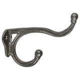 Cast iron industrial hook measuring 17x4x11cm, designed for versatile hanging storage of coats, bags, and tools.