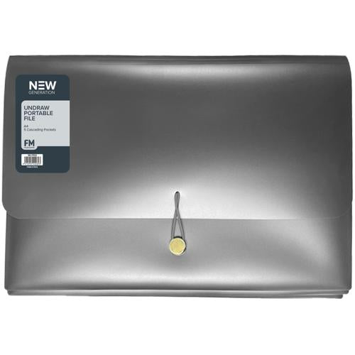 FM Portable Undraw File A4 Gunmetal Black 5 Pocket