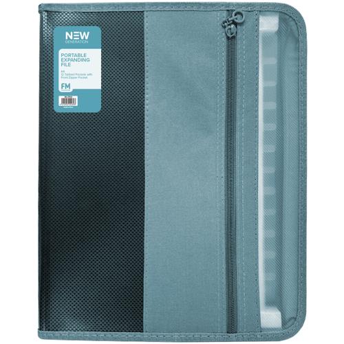 FM Zippered Expanding File A4 Ocean Blue 13 Pocket