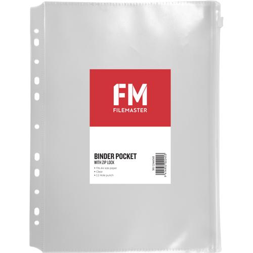 FM Binder Pocket with Zip Lock A4 Clear