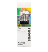 Reeves Acrylic Brush Sets White Synthetic Short Handle 5pc