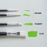 Reeves Acrylic Brush Sets White Synthetic Short Handle 5pc