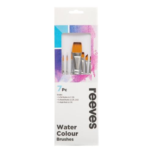 Reeves Watercolour Brush Sets Golden Synthetic Short Handle 7pc