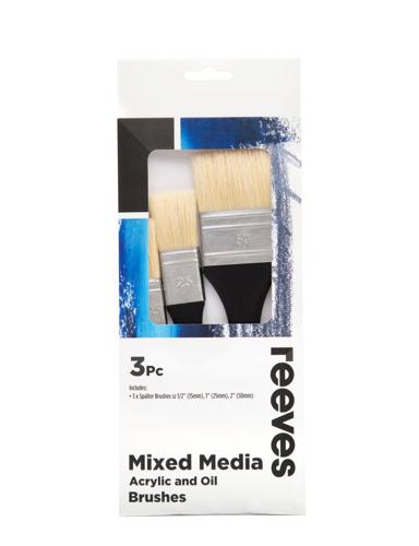Reeves Mixed Media Brush Sets Hog Bristle Spalter 3pc