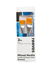 Reeves Mixed Media Brush Sets Gold Synthetic Long Handle Large 2pc (1.5" And 2")